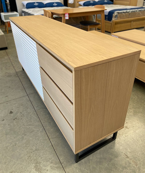 3 Drawer 2 Door Oak White Buffet