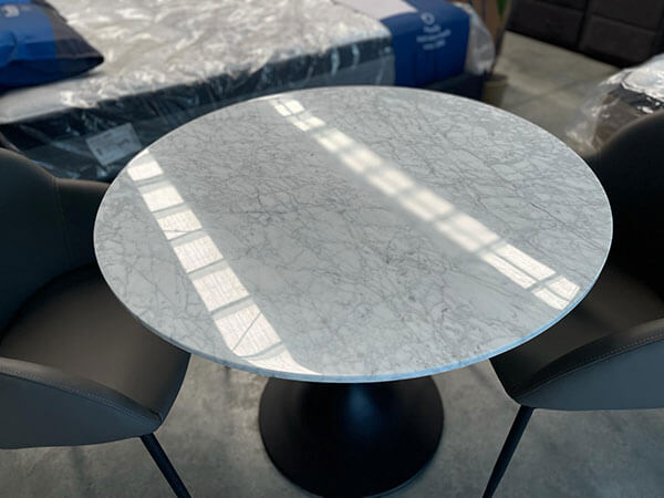 Carrara Marble Table Set with Grey PU Chairs