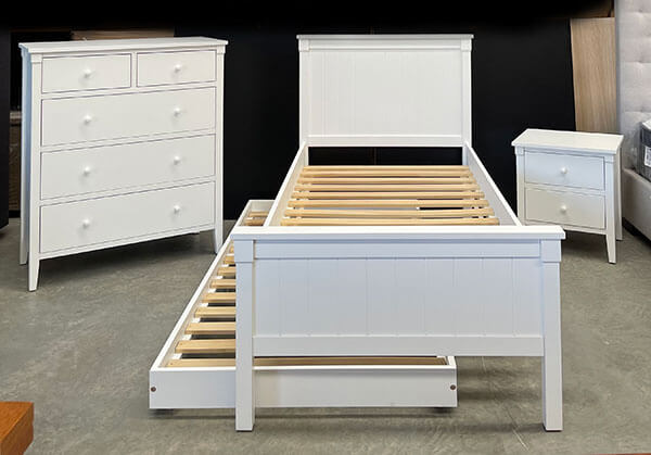White Single w/ Trundle 3 Piece Bedroom Set