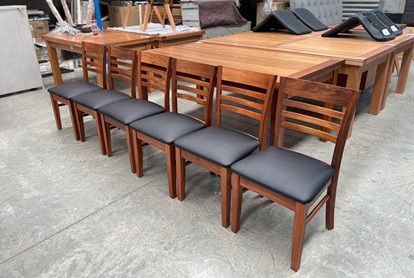 Set 6 x Tasmanian Blackwood Chairs w/ Black Vinyl Base