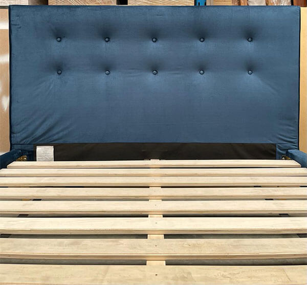 Queen Blue Velvet Tufted Bed