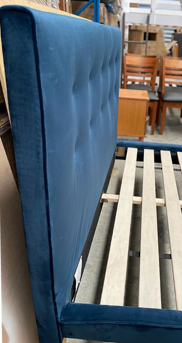 Queen Blue Velvet Tufted Bed