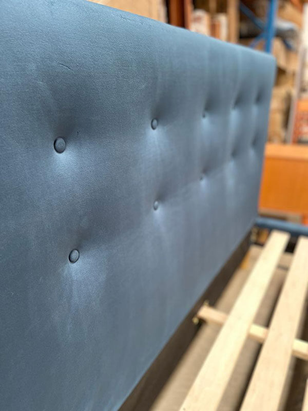 Queen Blue Velvet Tufted Bed
