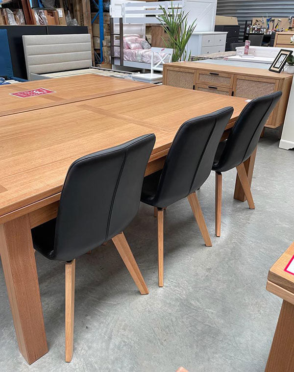 Genuine Leather Swivel Chairs (Set of 5) in Black