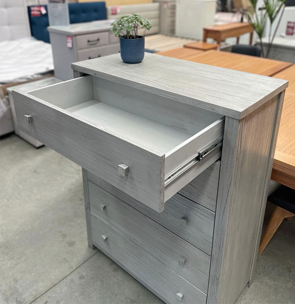 Bayside Greywash 5-Drawer Tallboy