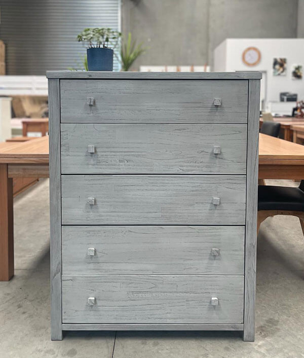 Bayside Greywash 5-Drawer Tallboy