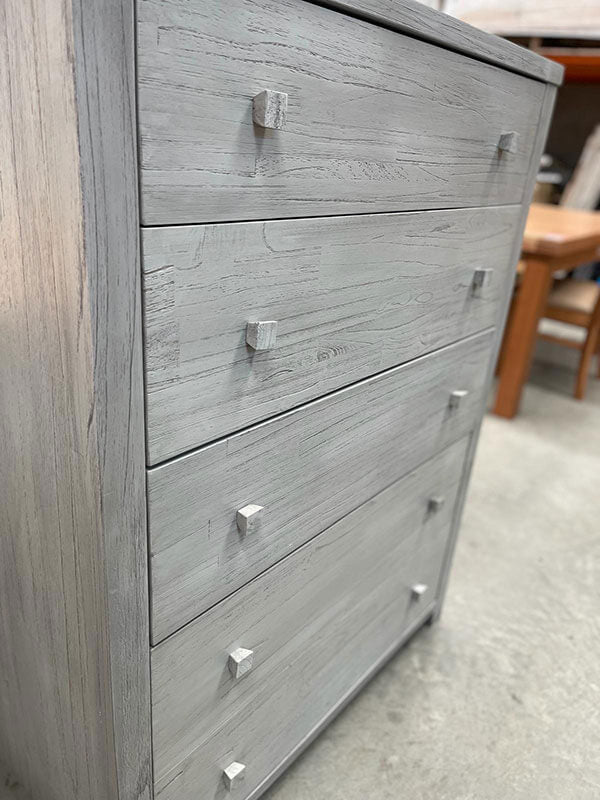Bayside Greywash 5-Drawer Tallboy