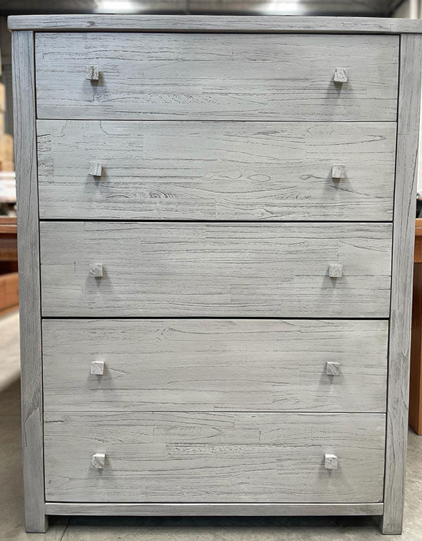 Bayside Greywash 5-Drawer Tallboy