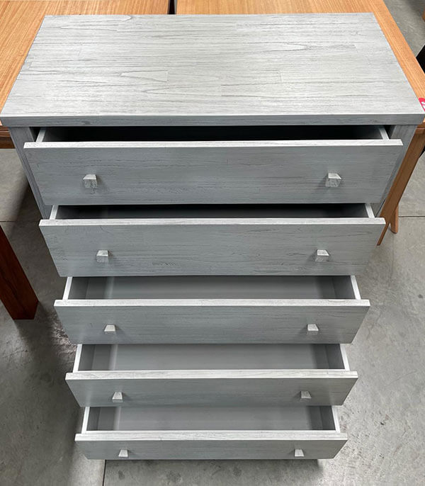 Bayside Greywash 5-Drawer Tallboy