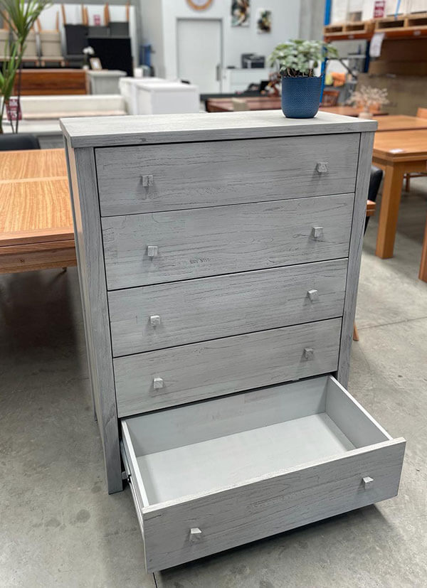 Bayside Greywash 5-Drawer Tallboy