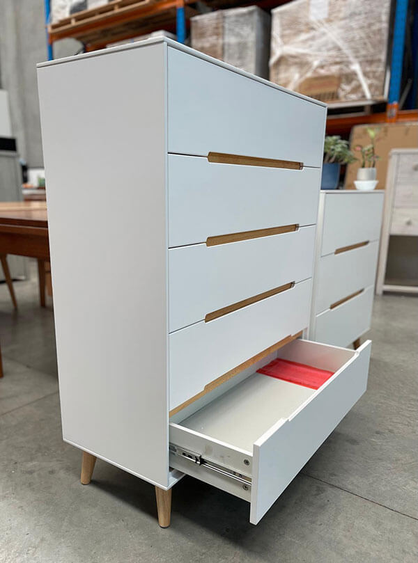 Retro White Oak Matching Chest of Drawers Set