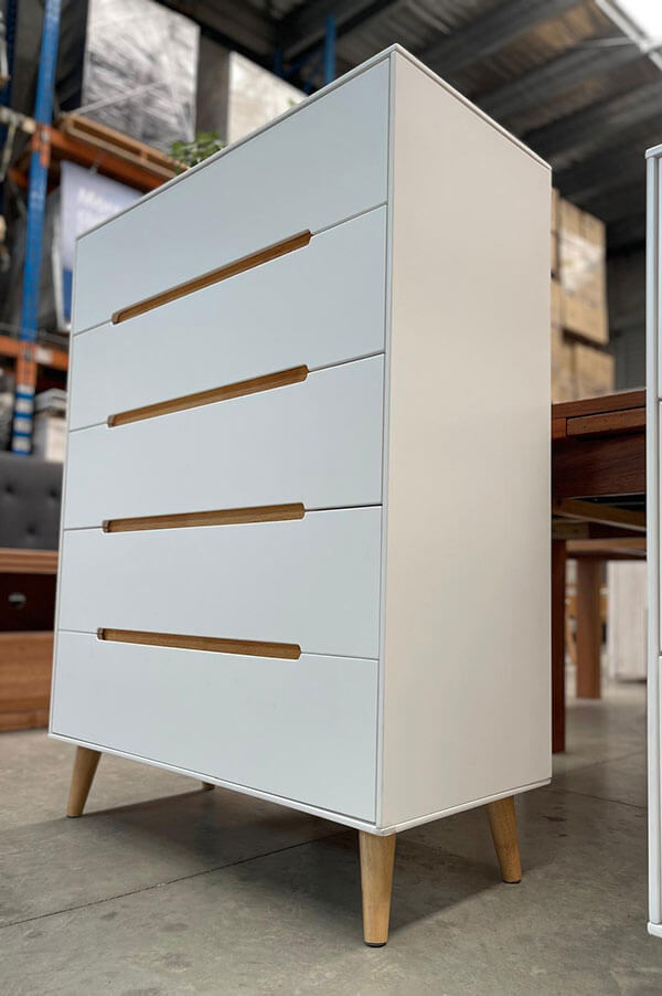 Retro White Oak Matching Chest of Drawers Set