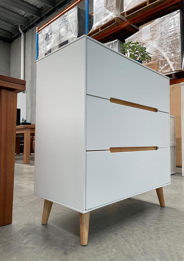 Retro White Oak Matching Chest of Drawers Set