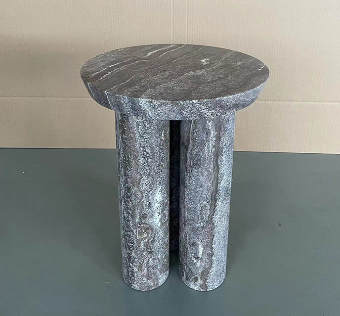 Grey Travertine Lamp Table - Grey Travertine - ex-display sample furniture