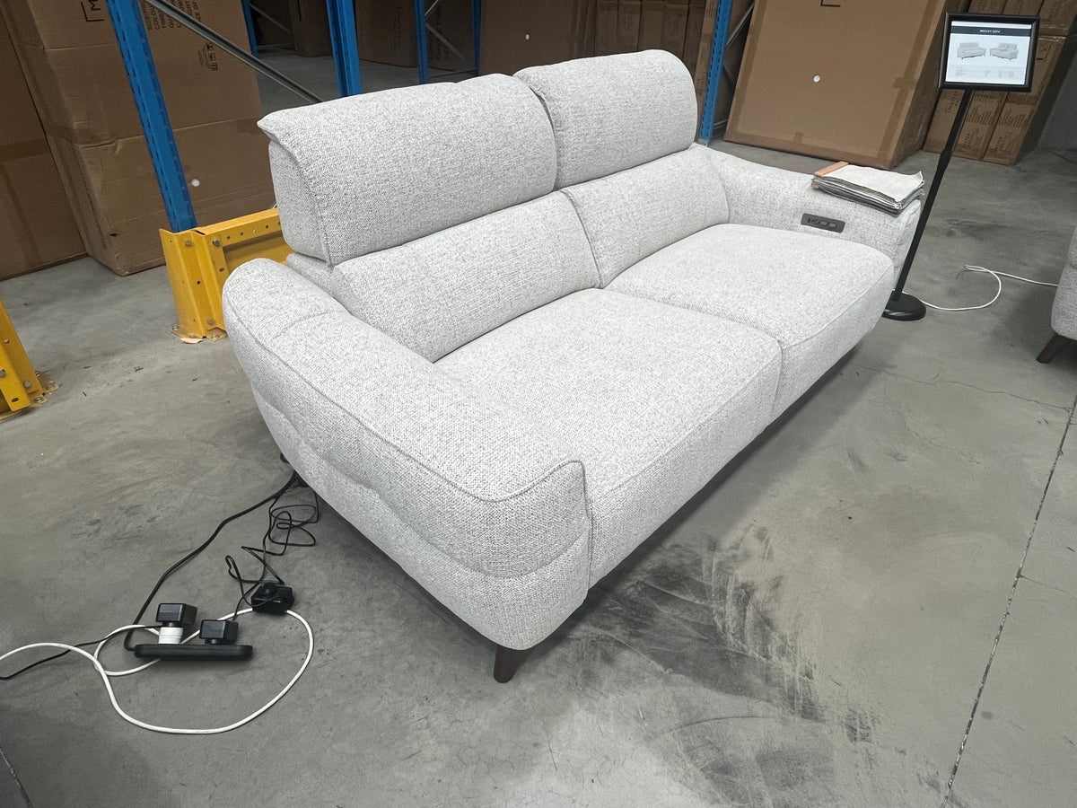 Cookie Motion (51967) - 3 Seater Sofa - Power Recliner &amp; Headrest - Cookie Fabric - ex-display sample furniture