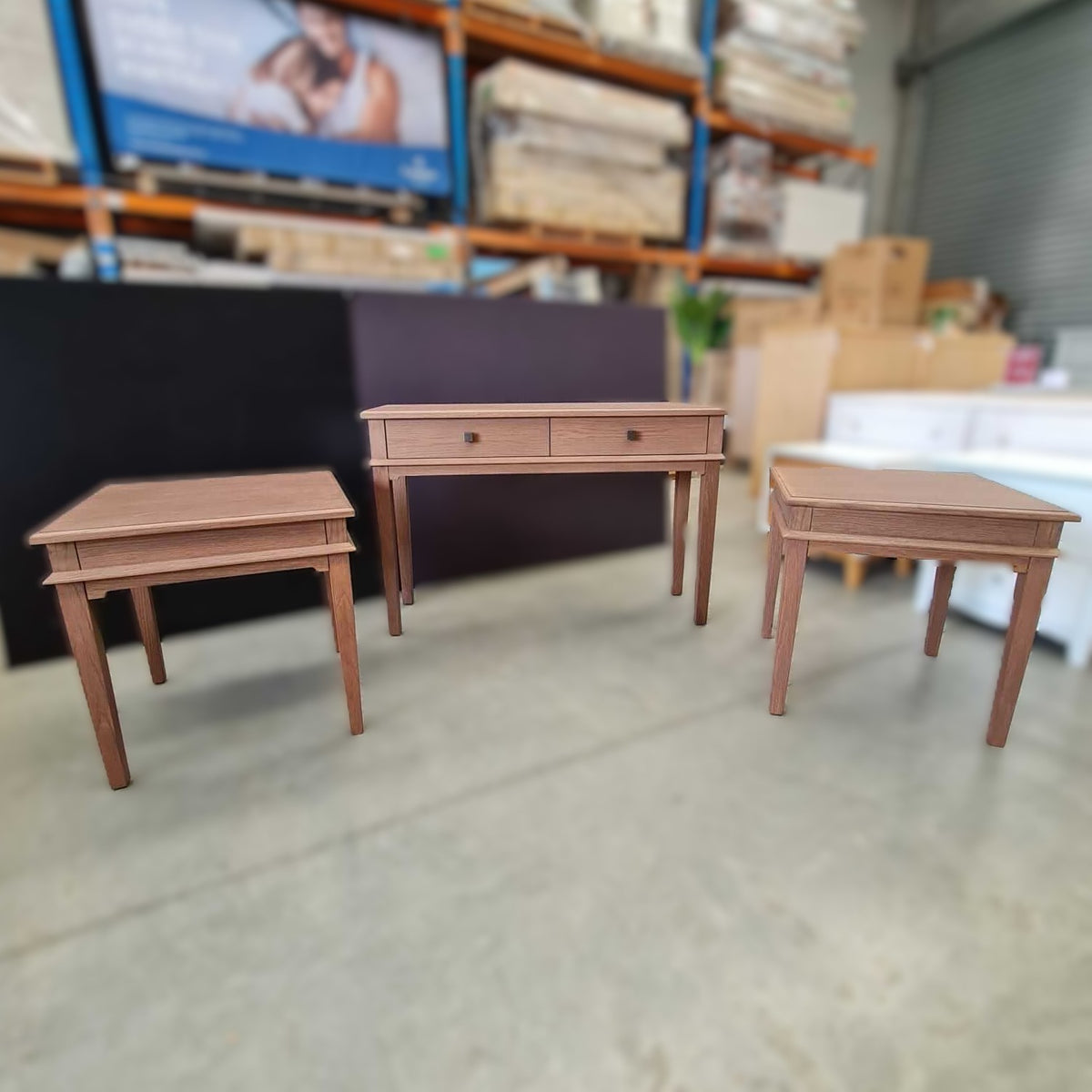 Oak Haven Console &amp; Lamp Table Set