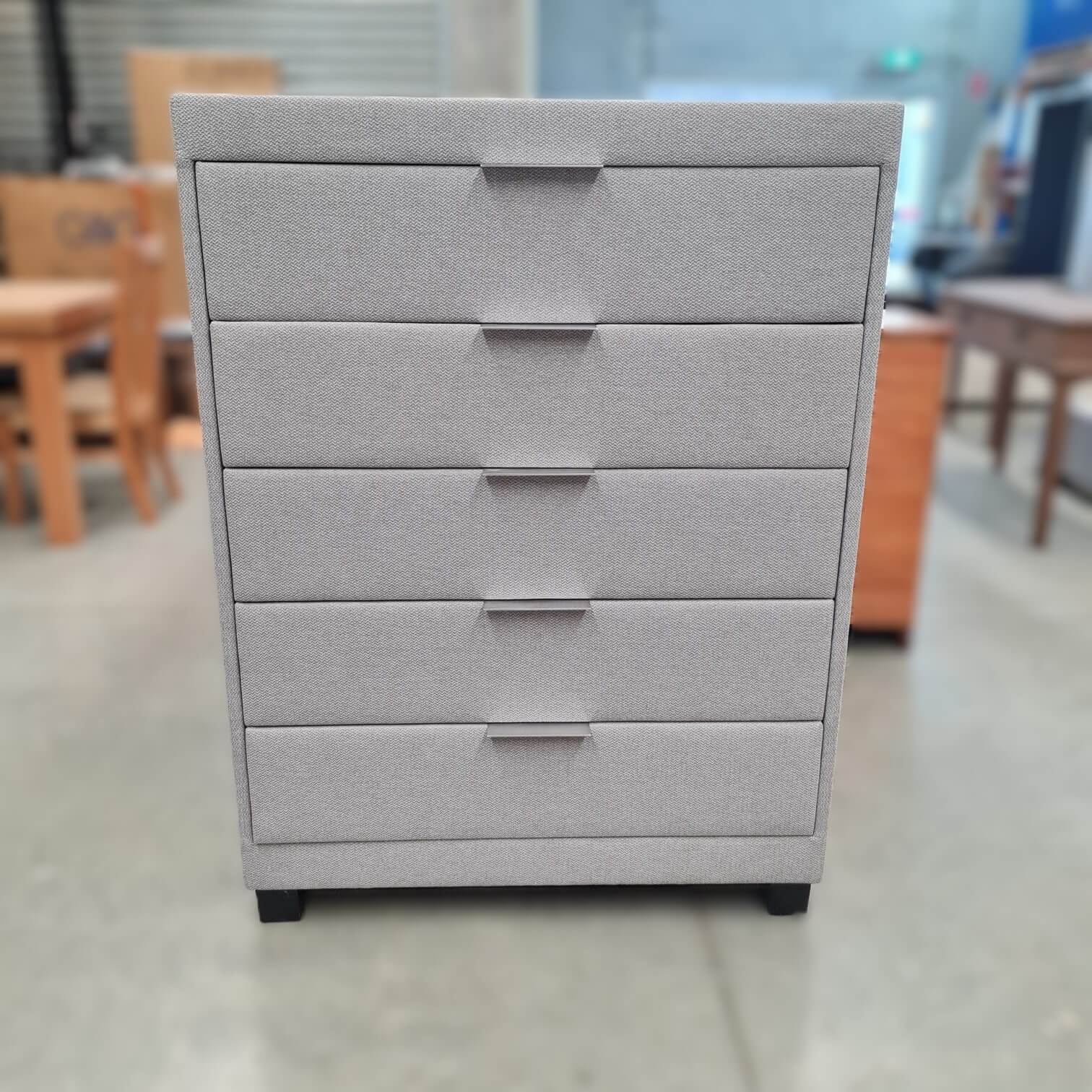 Argent Fabric 5-Drawer Tallboy