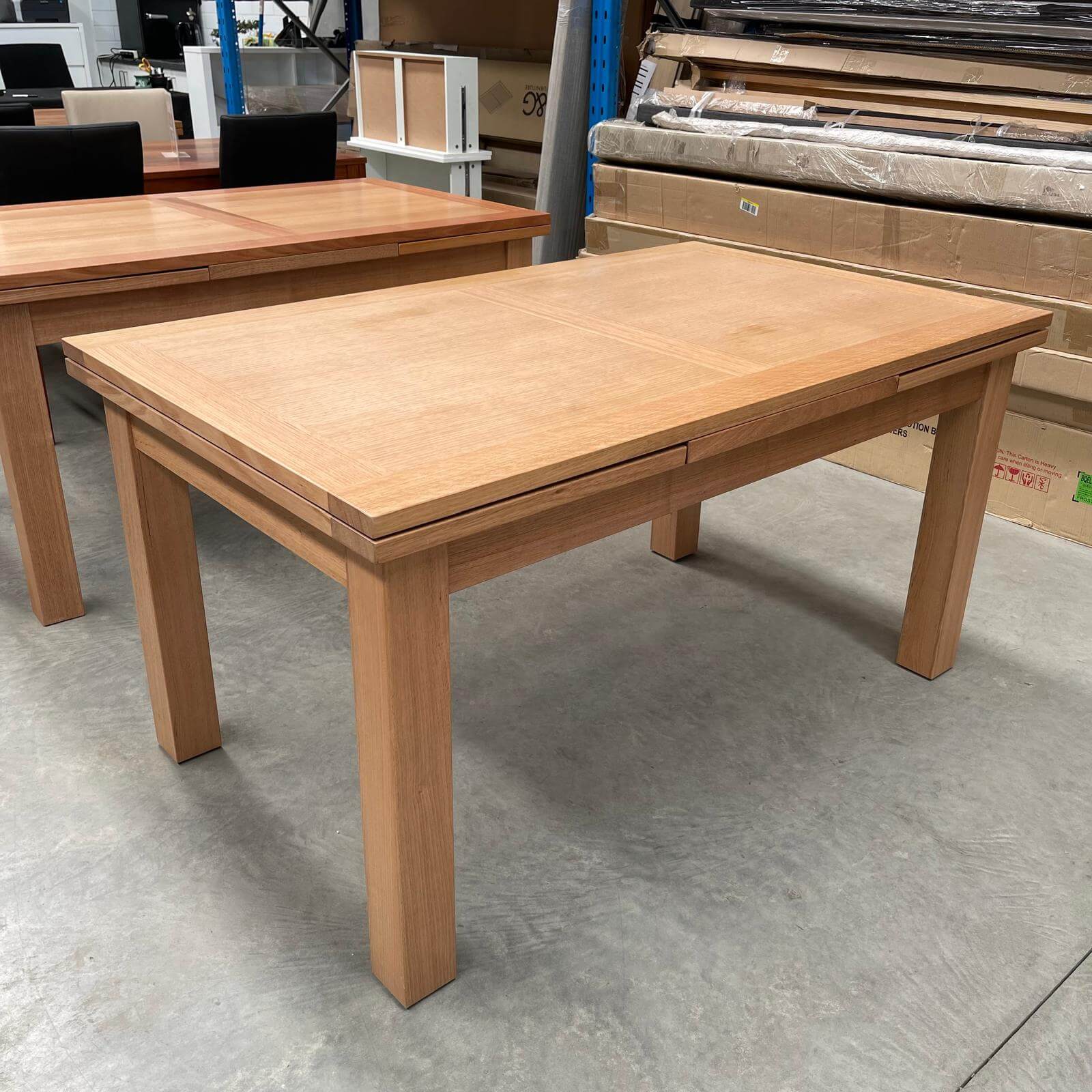 Tasmanian Oak 1.5m/2.5m Extension Dining Table in Wheat Stain