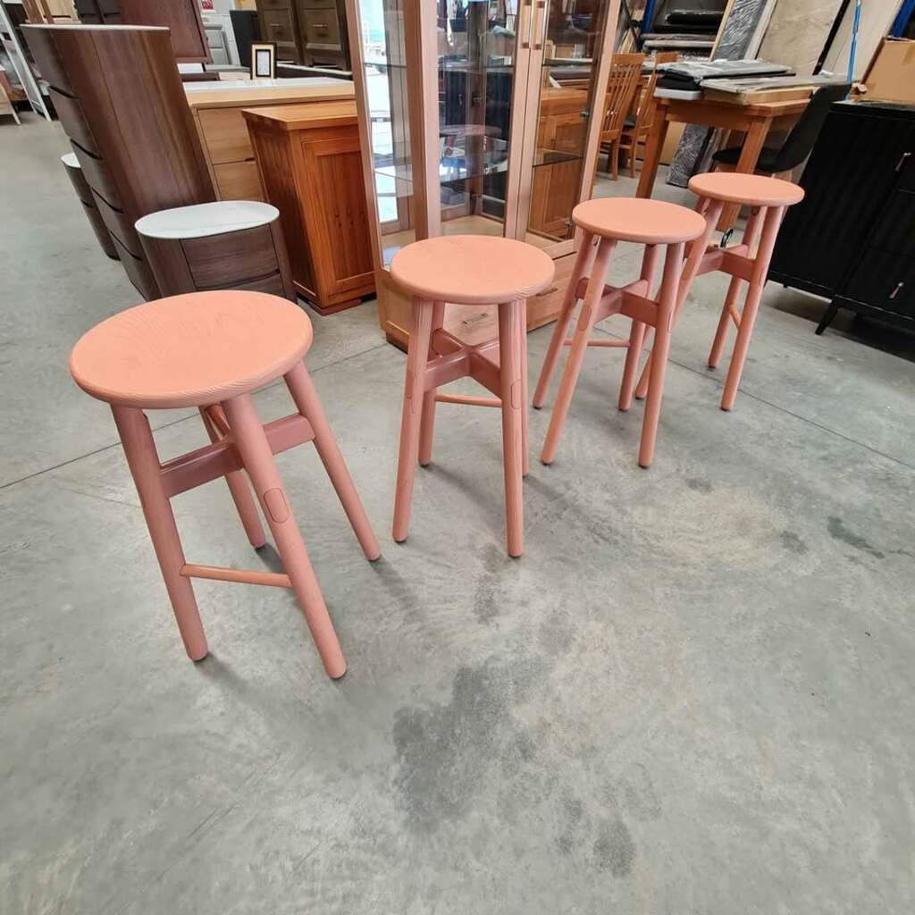 Salmon Timber Stools - Set of 4