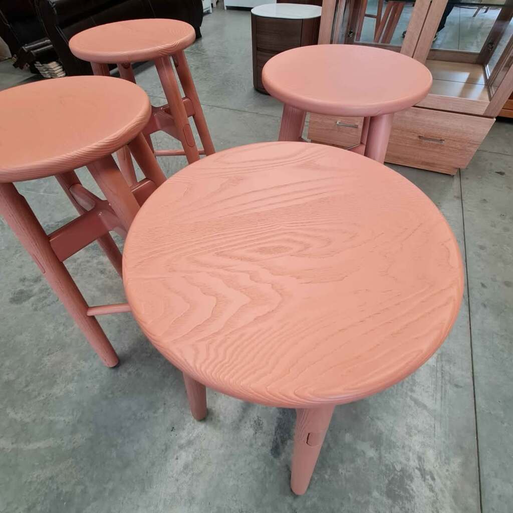 Salmon Timber Stools - Set of 4