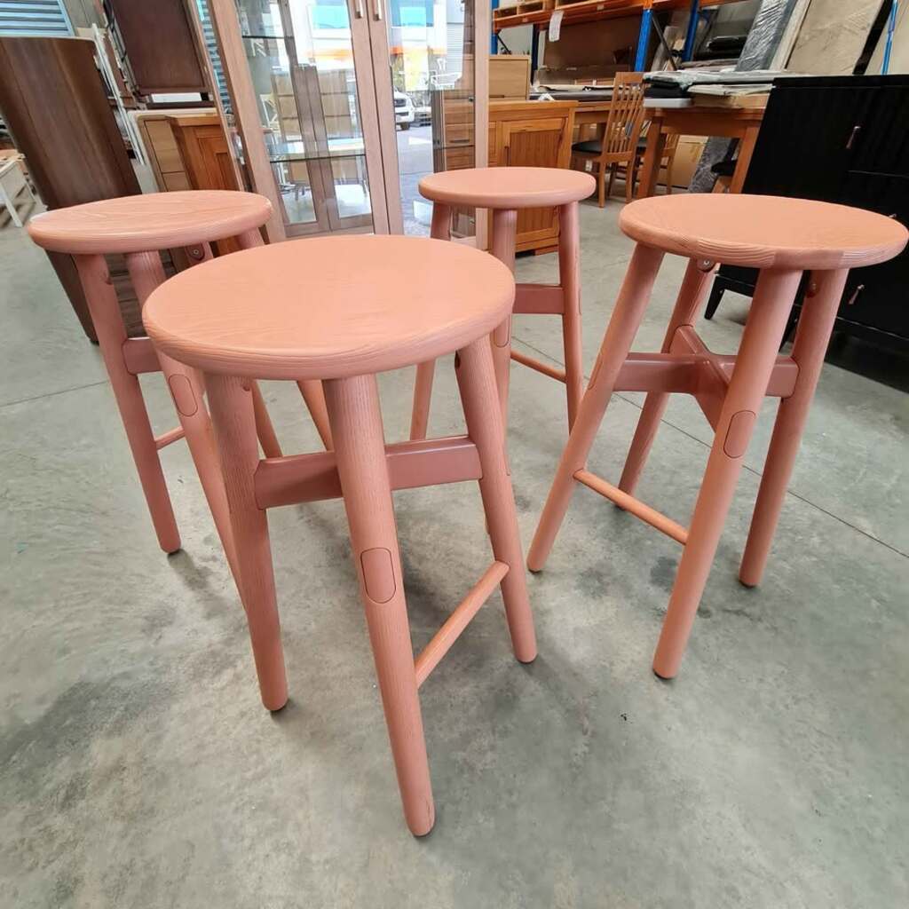 Salmon Timber Stools - Set of 4