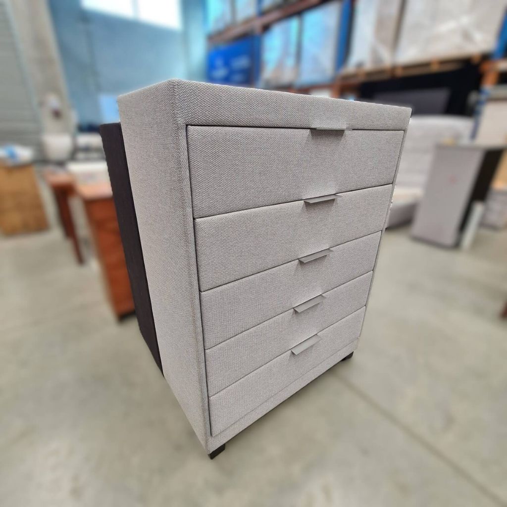 Argent Fabric 5-Drawer Tallboy