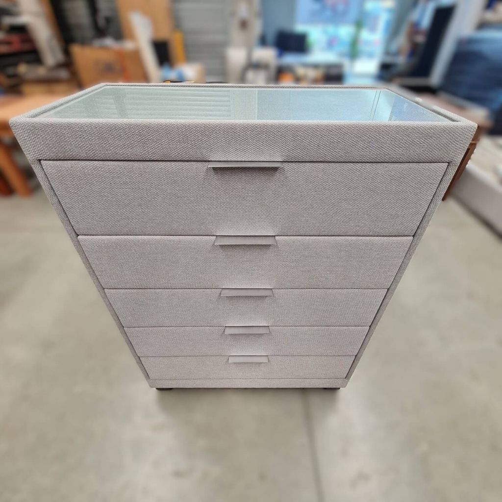 Argent Fabric 5-Drawer Tallboy