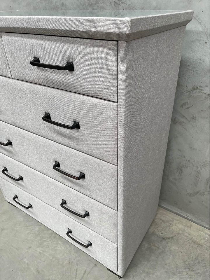 Grigio Fabric 5-Drawer Tallboy