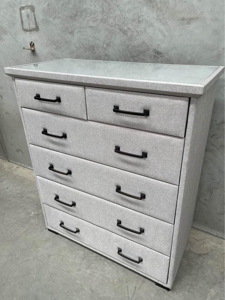 Grigio Fabric 5-Drawer Tallboy