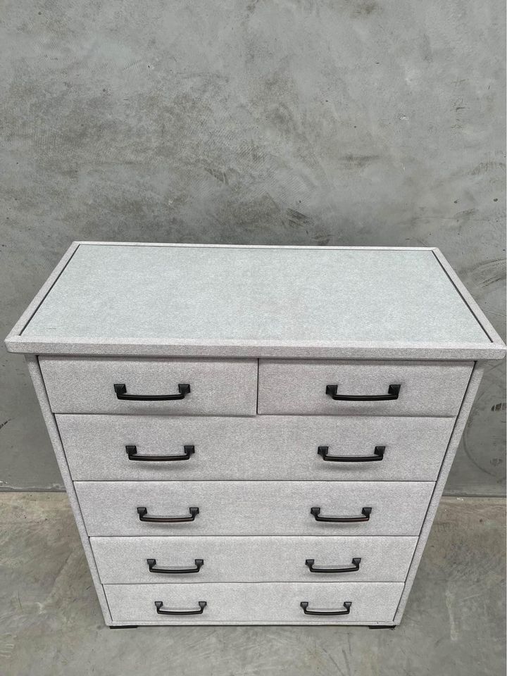Grigio Fabric 5-Drawer Tallboy