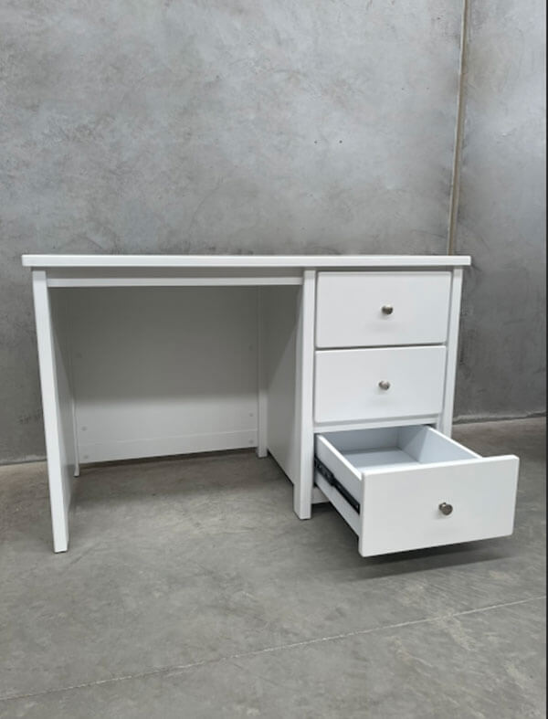 Aspro White 3-Drawer Desk