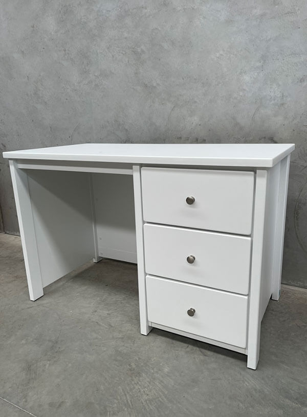 Aspro White 3-Drawer Desk