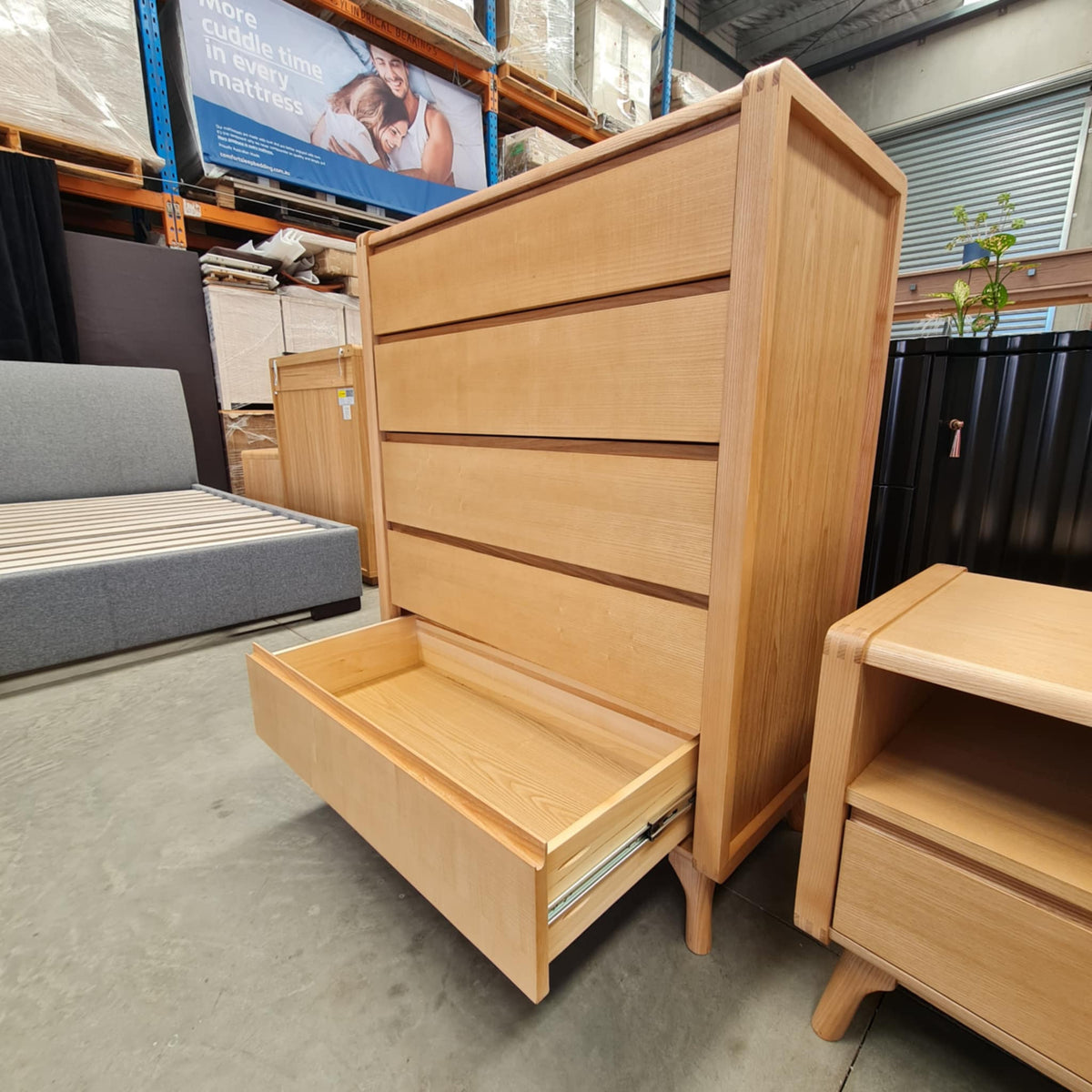 Nordic Tallboy &amp; Bedside Table Set