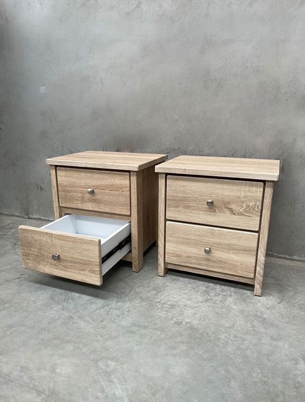 Light Oak Bedside Tables (Set of 2)