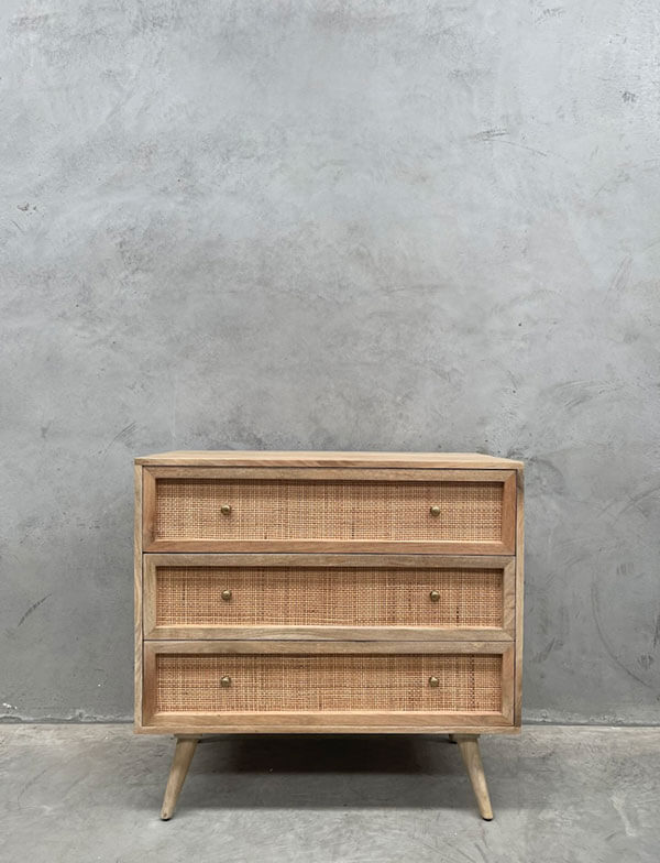 Rattan 3 Drawer Dresser