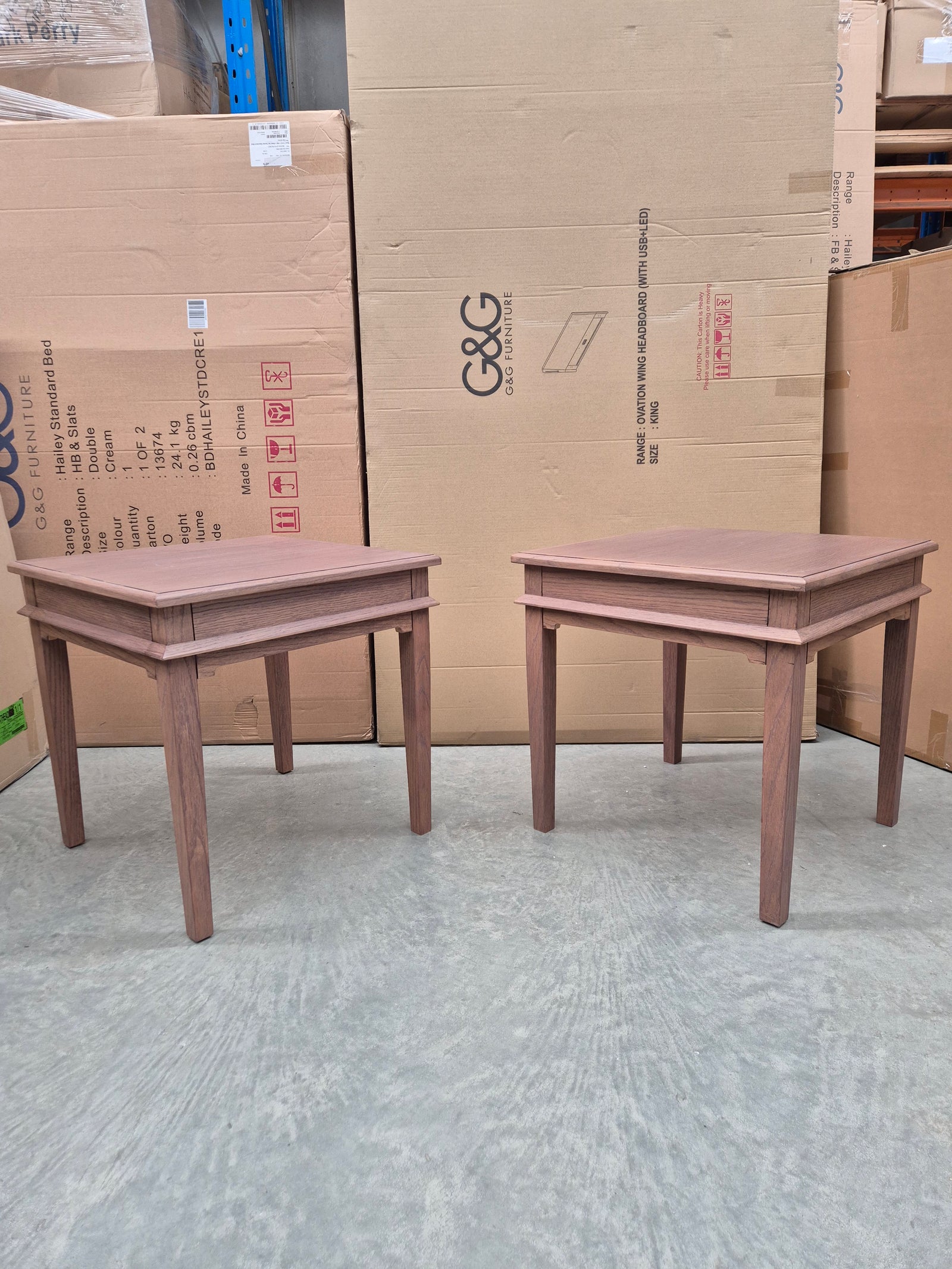 European Oak Lamp Table Set