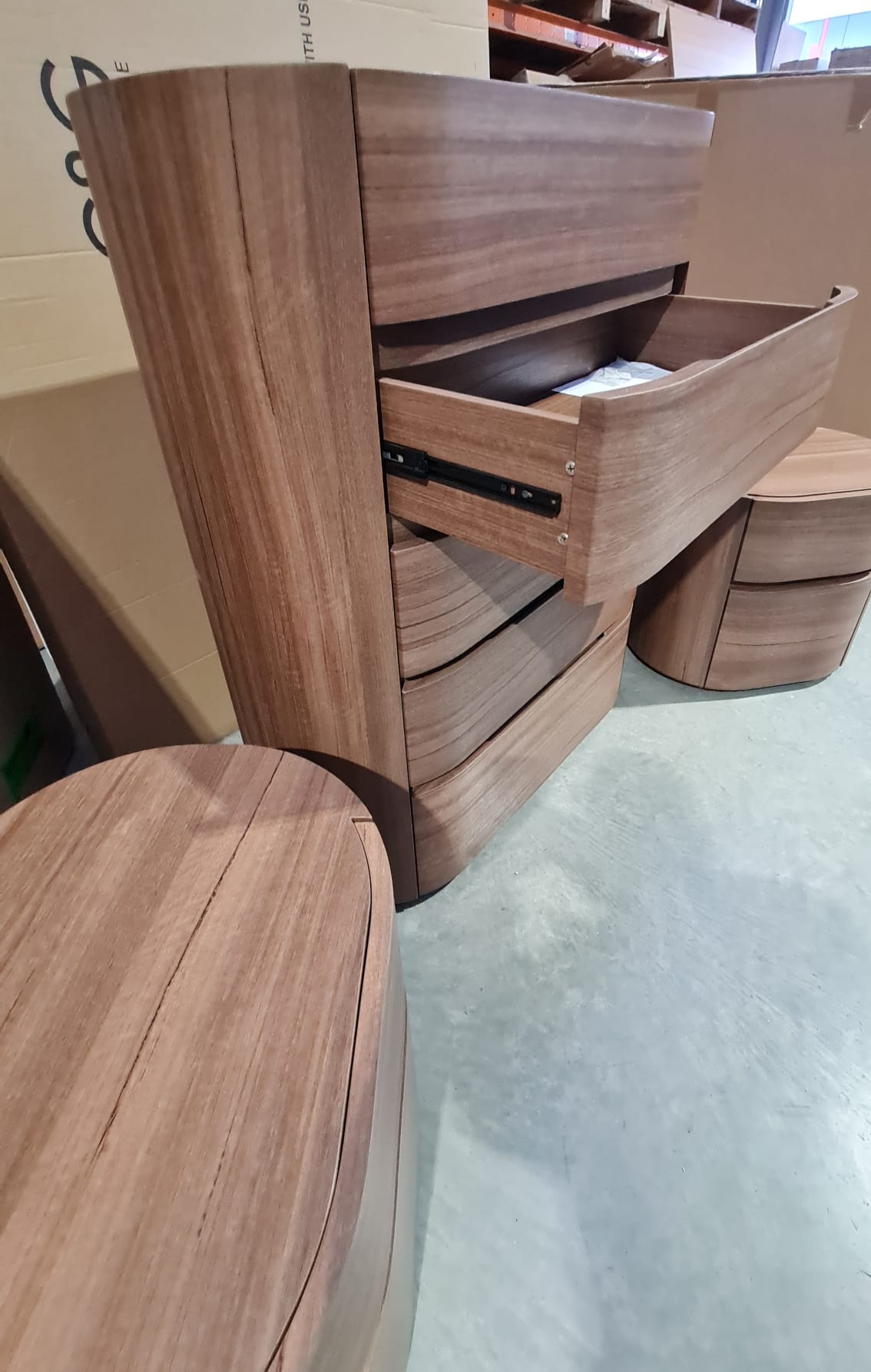 Walnut Tallboy and 2 Bedside Tables