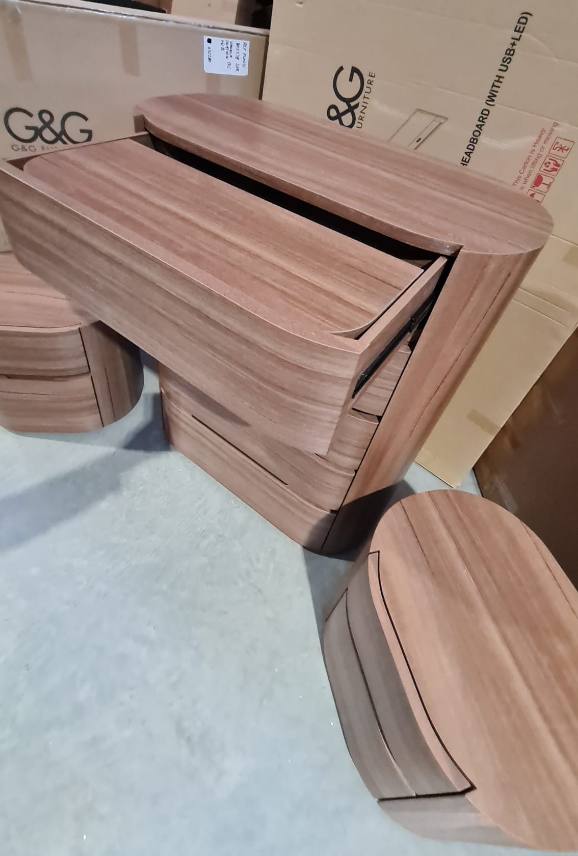 Walnut Tallboy and 2 Bedside Tables