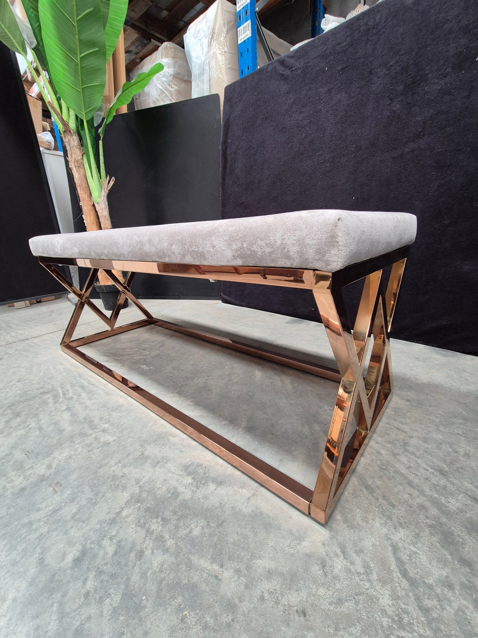 Rose Gold Upholstered Bedroom Bench