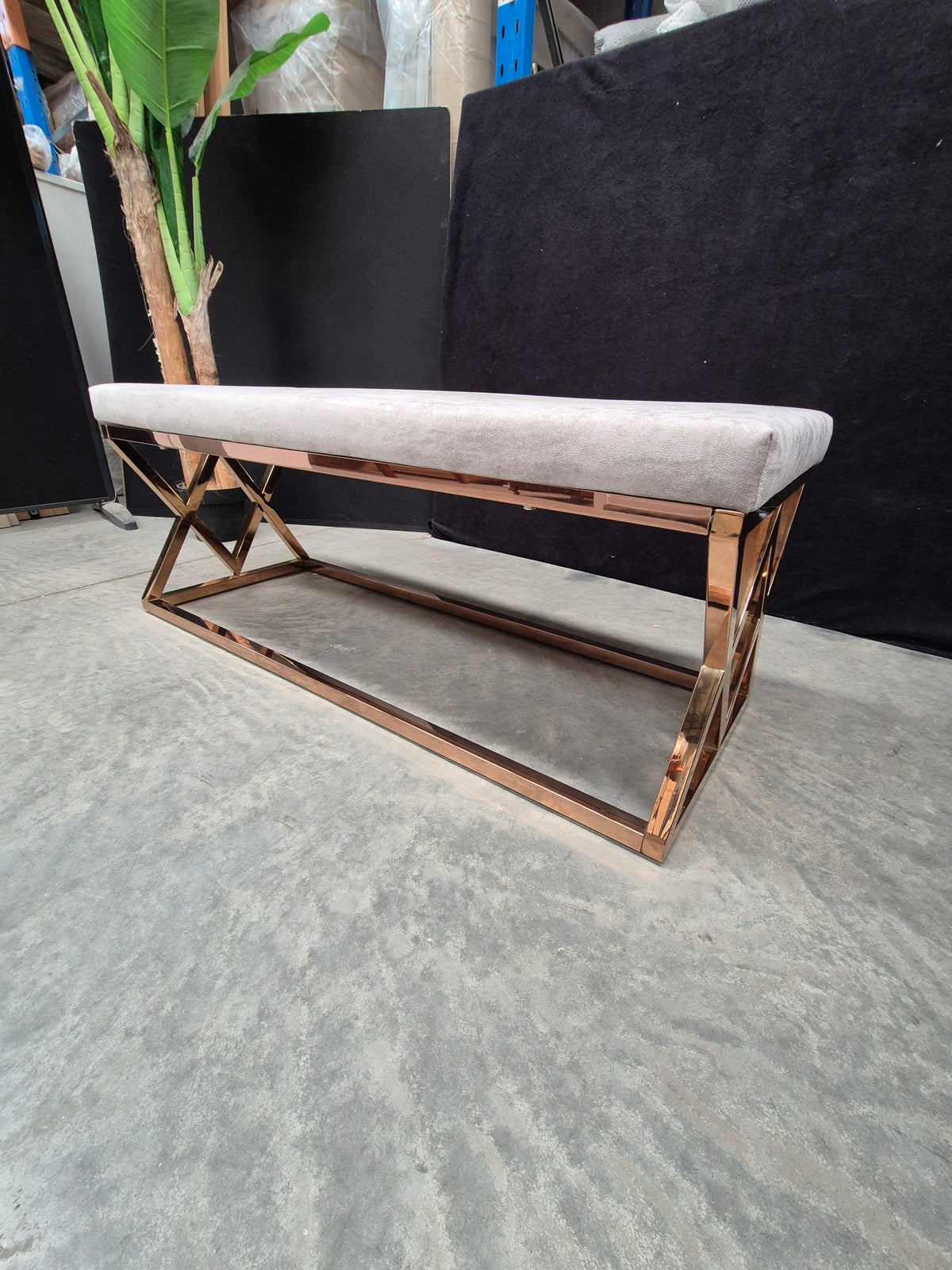 Rose Gold Upholstered Bedroom Bench