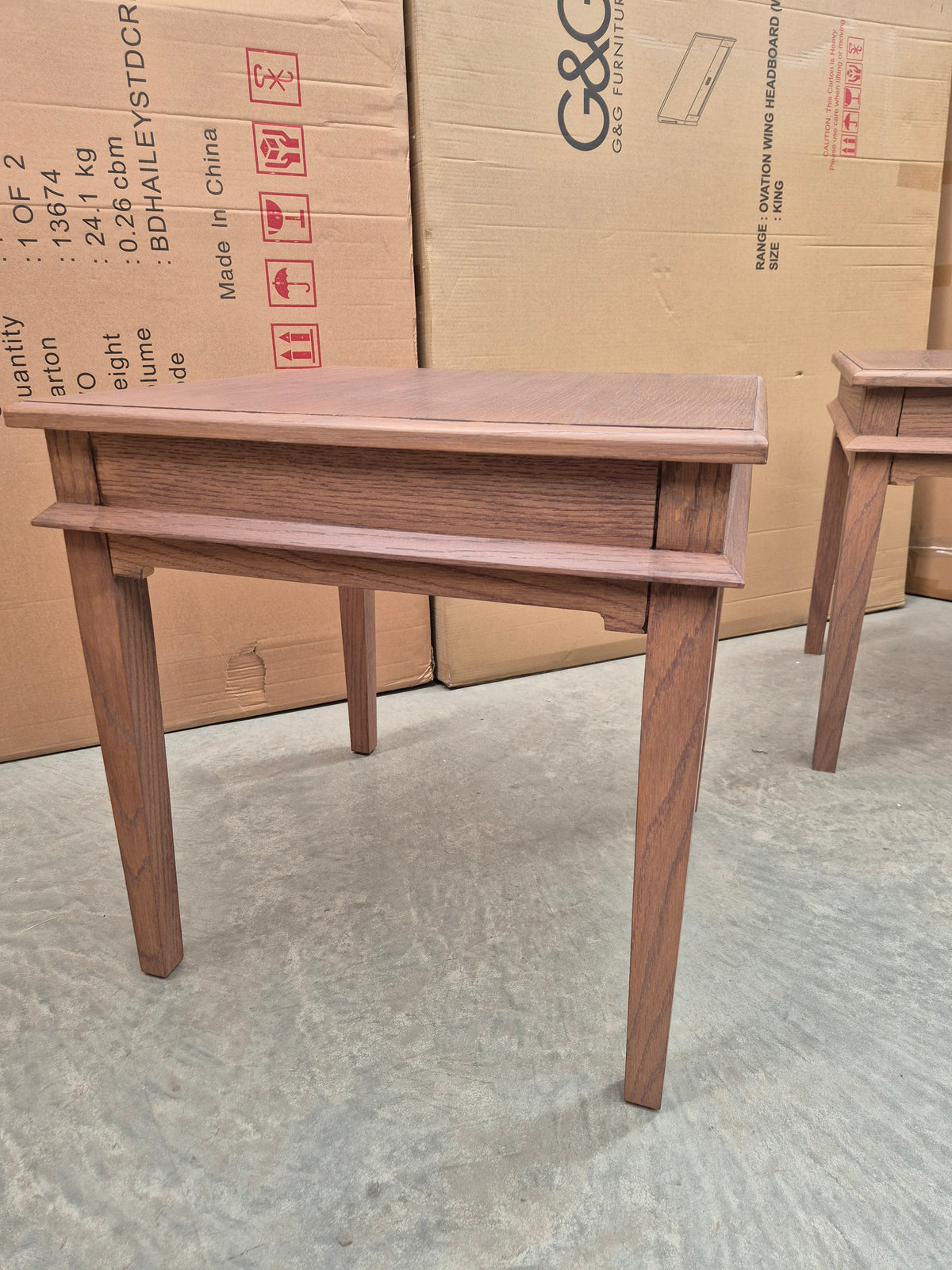 European Oak Lamp Table Set