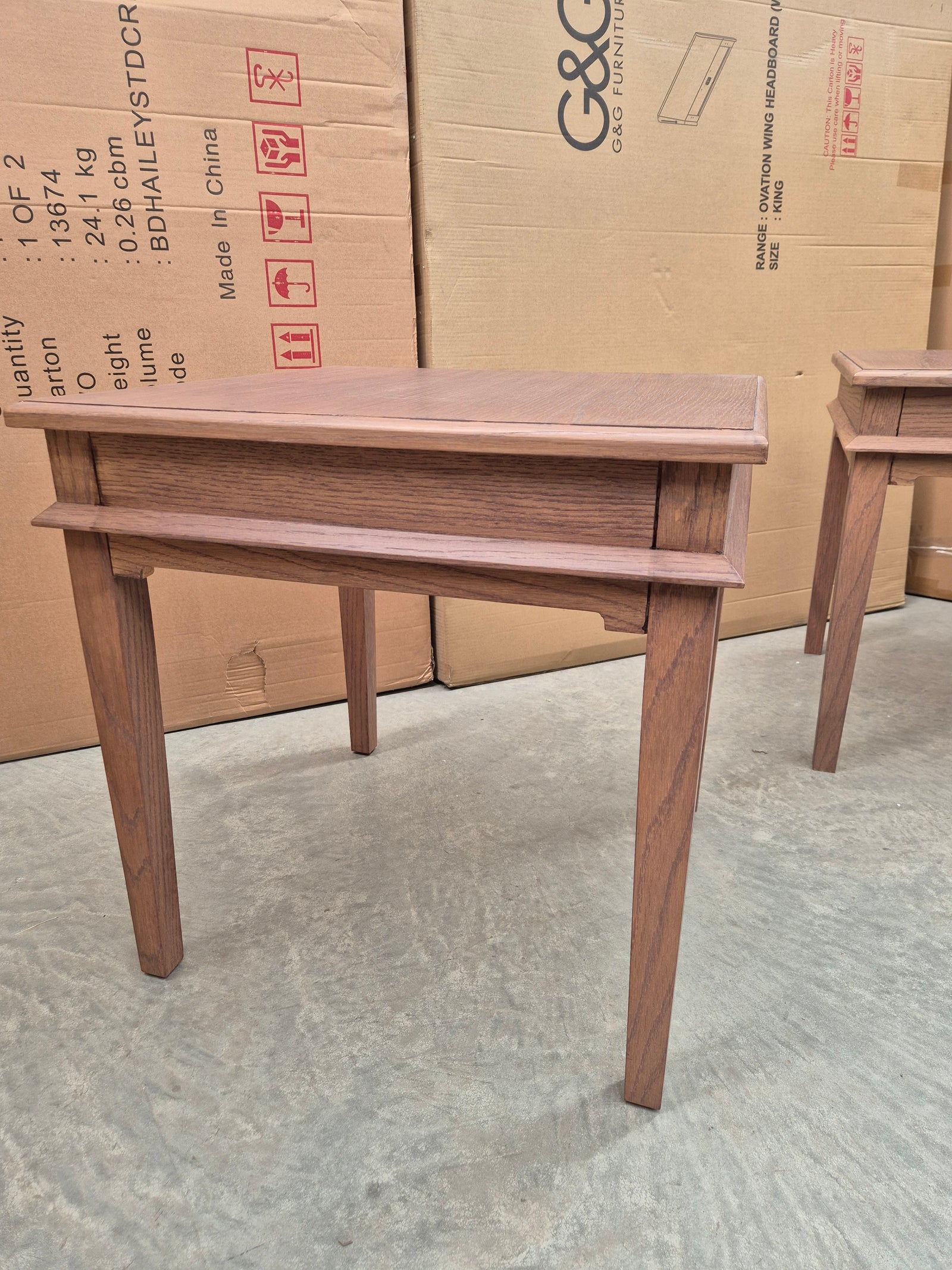 European Oak Lamp Table Set