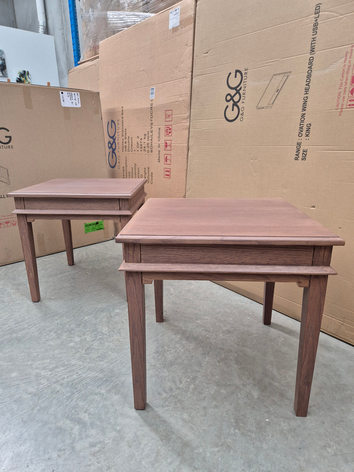 European Oak Lamp Table Set