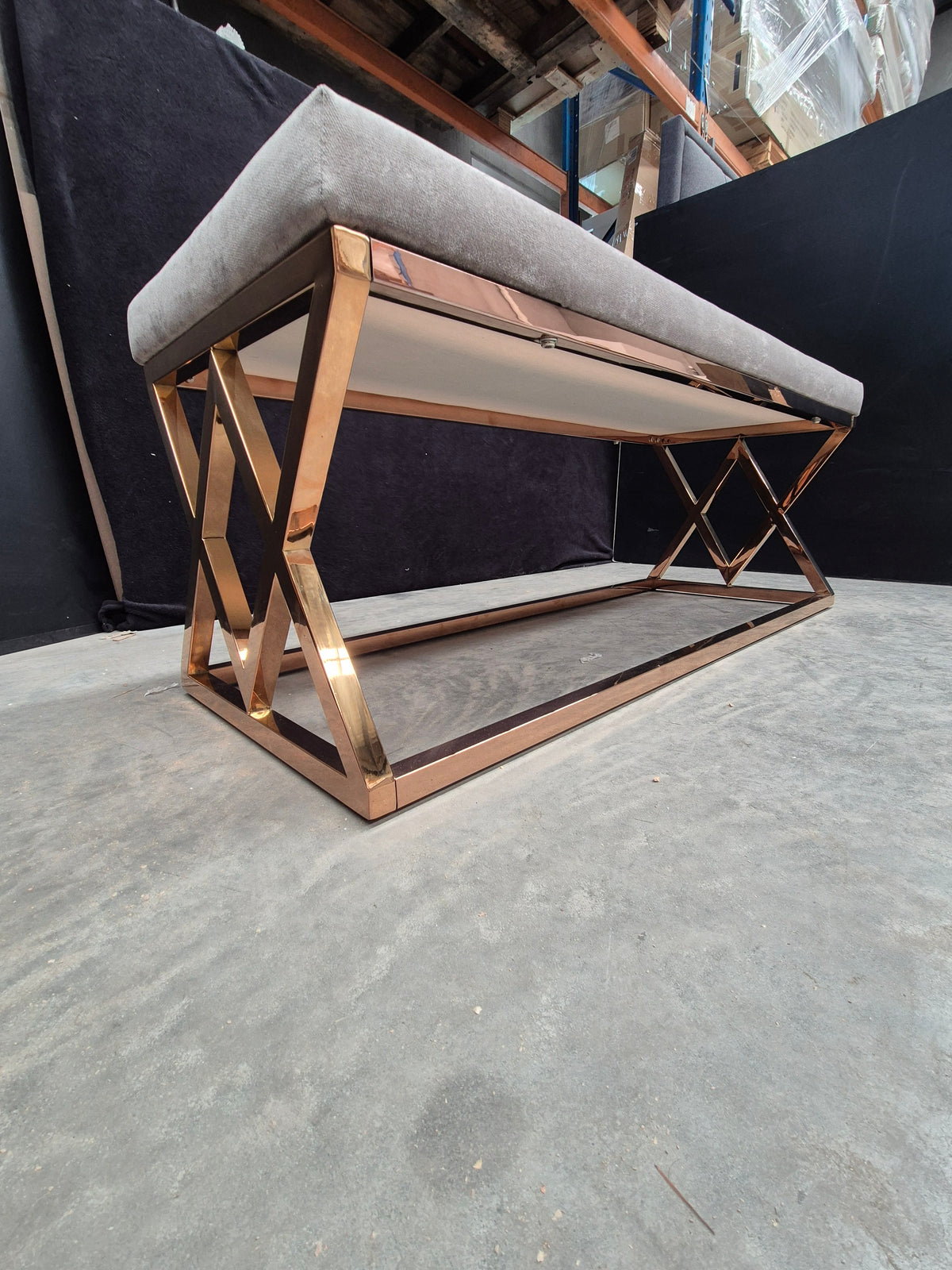 Rose Gold Upholstered Bedroom Bench