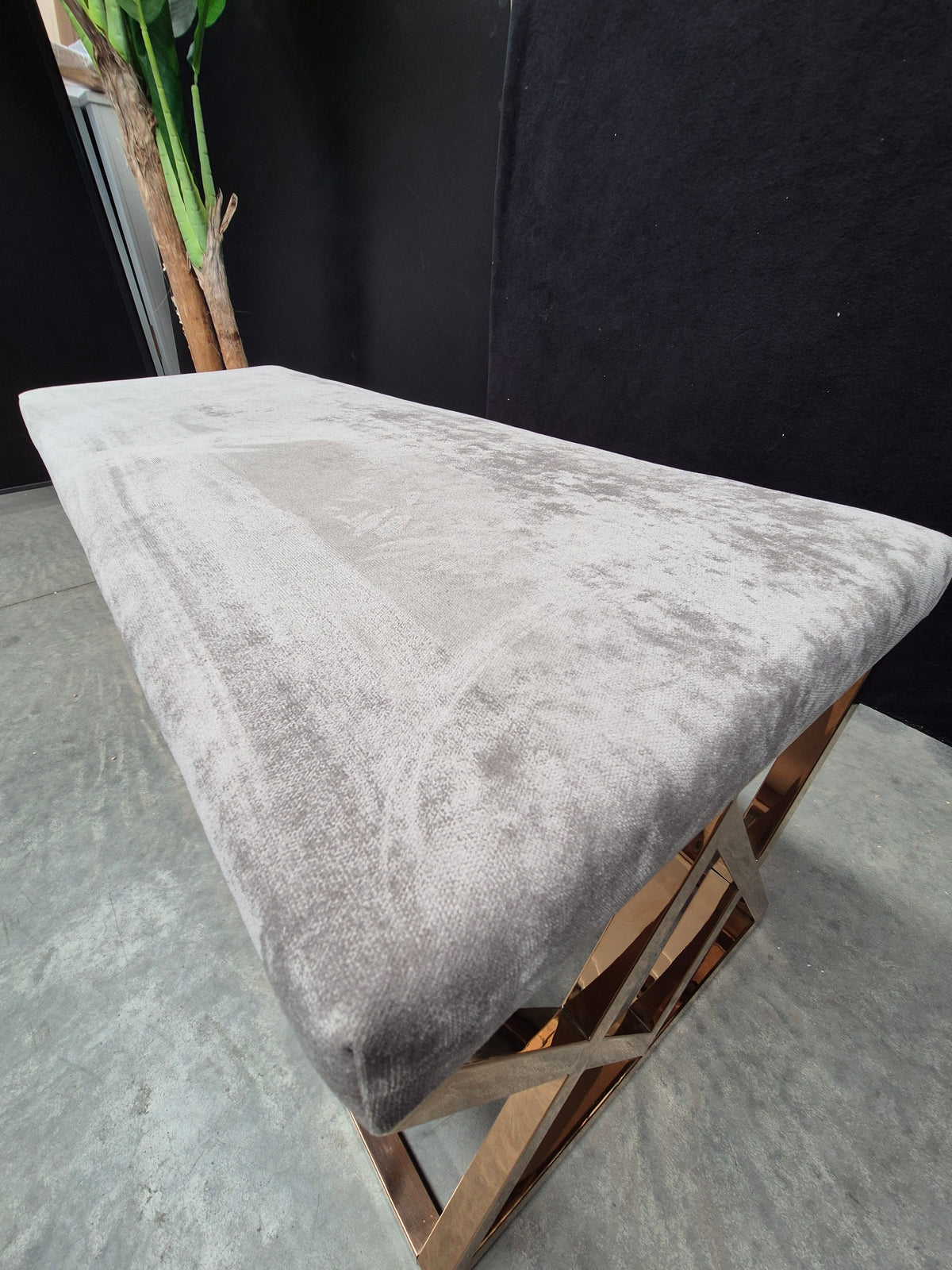 Rose Gold Upholstered Bedroom Bench