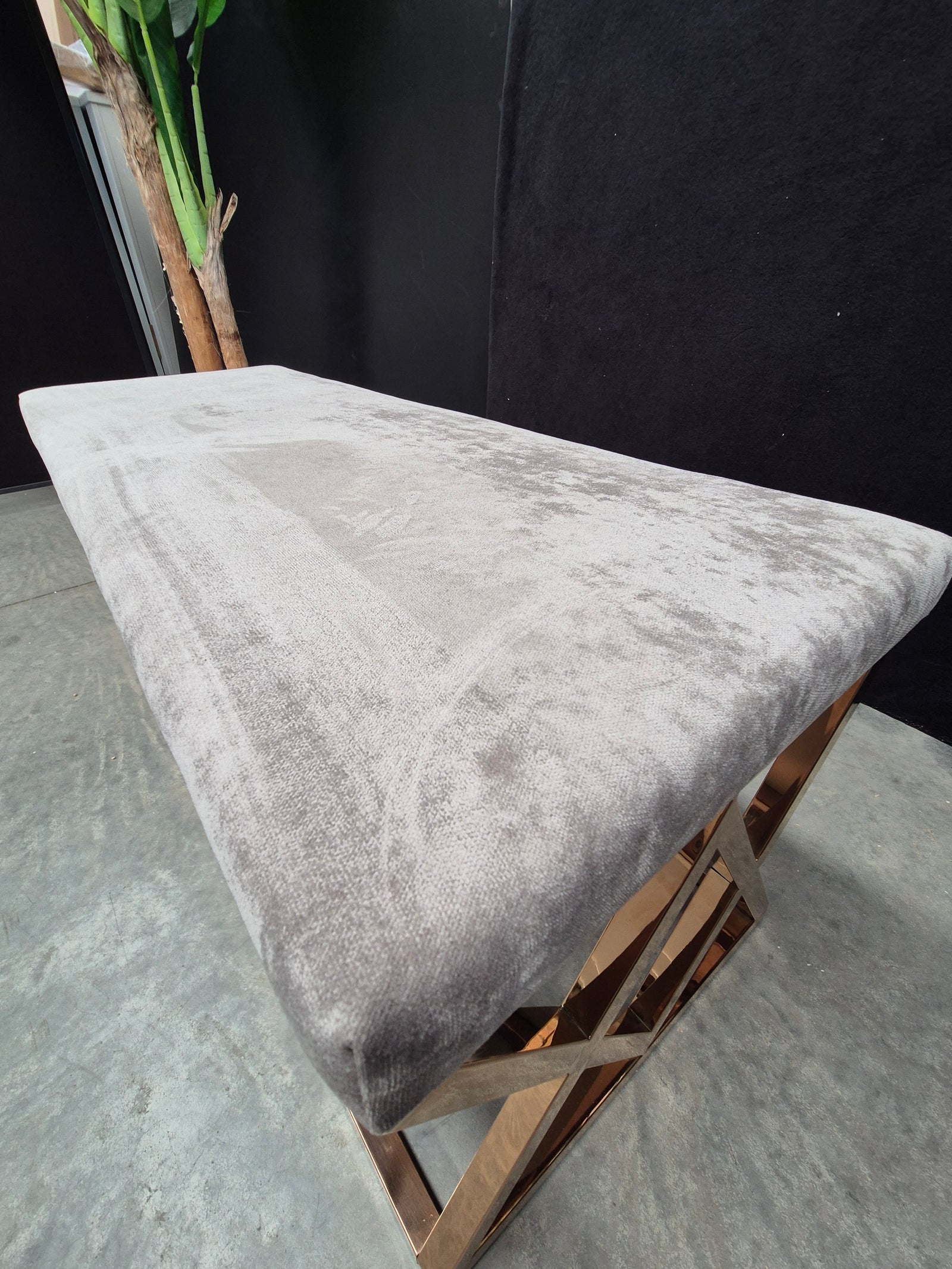 Rose Gold Upholstered Bedroom Bench