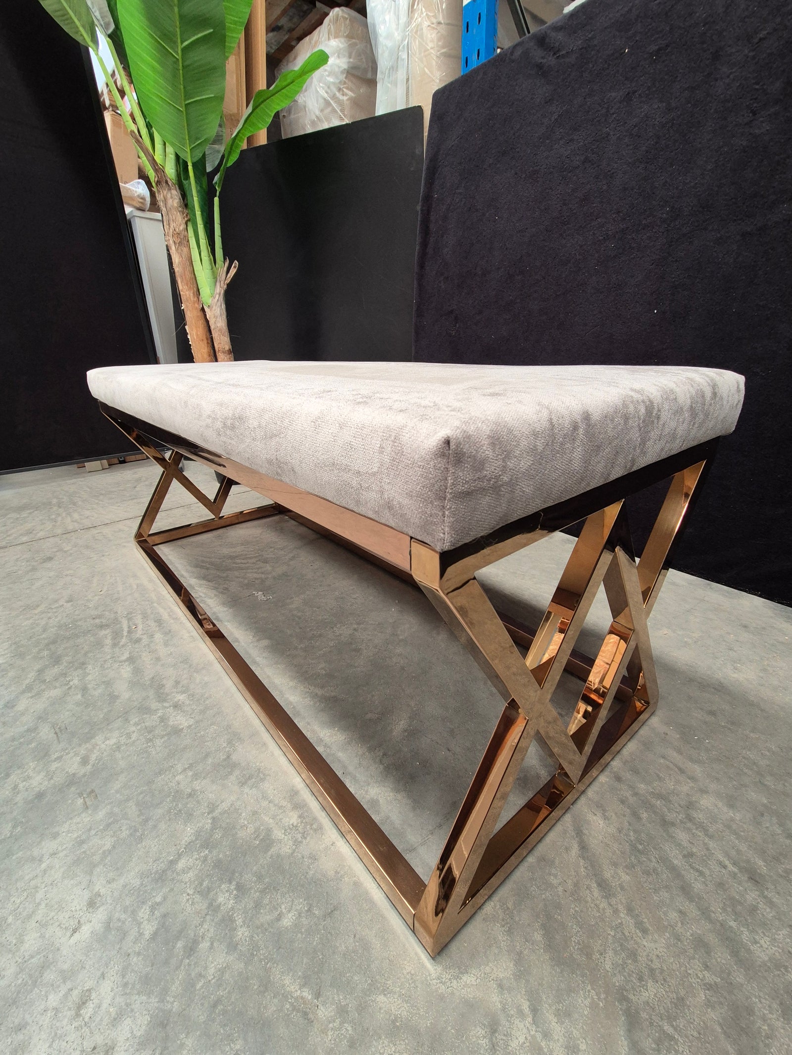 Rose Gold Upholstered Bedroom Bench