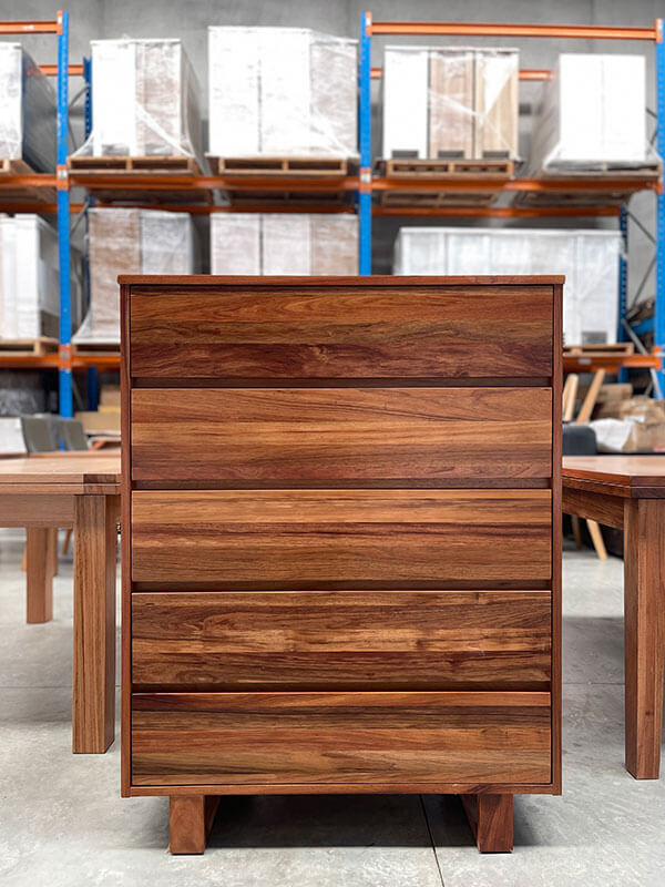 Tasmanian Blackwood 5 Drawer Tallboy