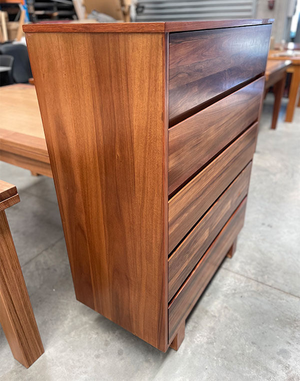 Tasmanian Blackwood 5 Drawer Tallboy