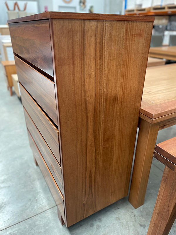 Tasmanian Blackwood 5 Drawer Tallboy